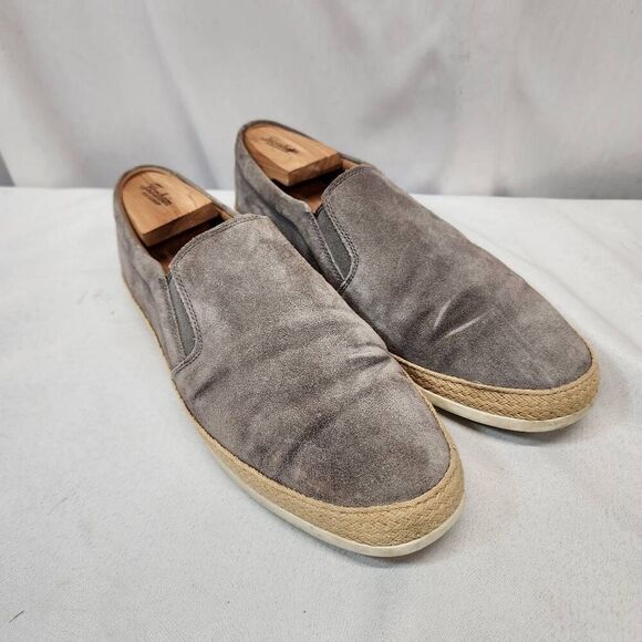 Vince Men's 10 Acker Suede Slip On Espadrilles Sneakers Grey Comfort - Picture 1 of 9